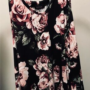 First Love Black Dress with Pink Floral Design